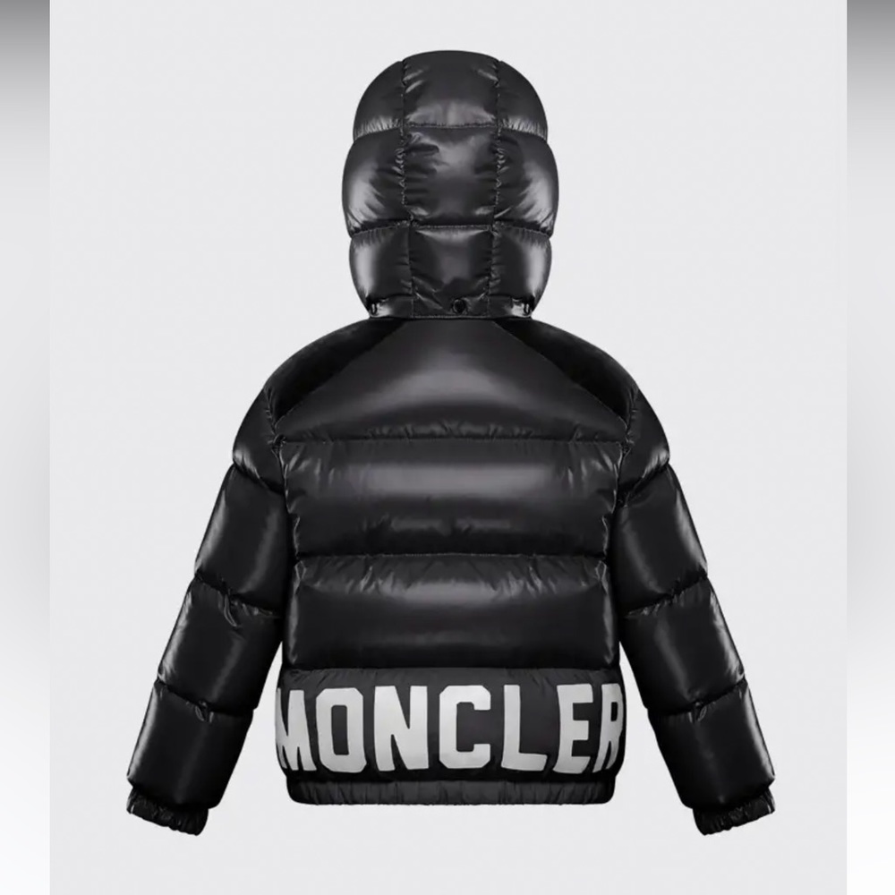 MONCLER Girl's Chouelle Laque Logo Quilted Hooded Puffer Jacket sz 14Y